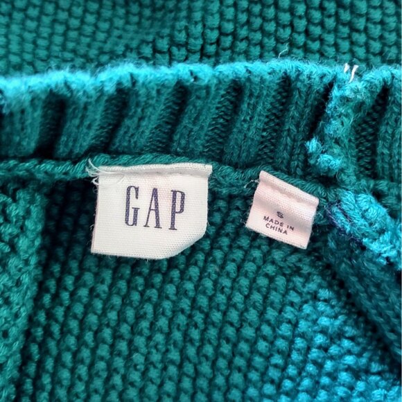 Gap Cable Knit Sweater Green Womens Size Small Crew Neck Pullover - Picture 5 of 6